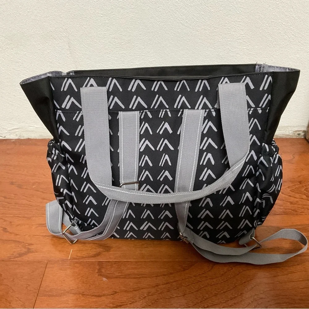 NWOT Black, Grey Nuetral Convertible Diaper Bag Changing Pad Bottle Pockets